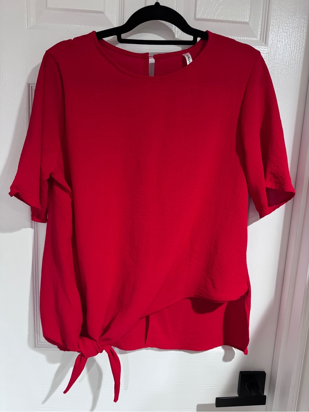 Simply Irresistible Red Short-Sleeve Tie-Front Blouse